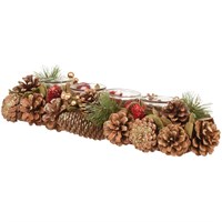 Kaemingk 45cm Rectangle Pinecone Tealightholder In Red & Natural (741109)