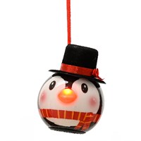 Kaemingk 8cm LED Nose Light Up Christmas Bauble Decoration - Penguin (708385)