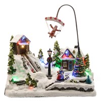 Kaemingk Animated Light Up Paragliding Santa Christmas Village Scene 56cm (497914)
