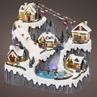 Kaemingk Animated Light Up Ski Lodge Christmas Village Scene 41cm (502023)