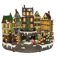 Kaemingk Animated Light Up Town Centre Christmas Village Scene 40cm (500910)