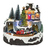 Kaemingk Animated Light Up Train Station Christmas Village Scene 19cm (484378)