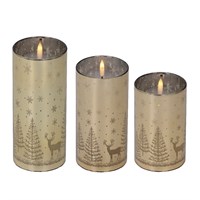 Kaemingk Set of 3 LED Candle Light Up Christmas Decoration - Gold Reindeers (489793)