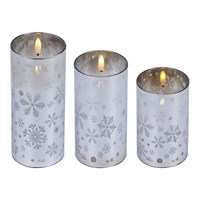 Kaemingk Set of 3 LED Candle Light Up Christmas Decoration - Snowflakes (489792)