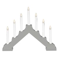 Konstmide 7 Bulb Wooden Candlestick LED Christmas Decoration - Grey 38cm (2322-305)