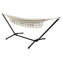 Koopman Cream & Green Stripe Hammock with Metal Stand (X80000710)