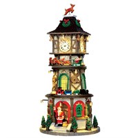Lemax Christmas Village - Christmas Clock Tower Mains Powered Sights & Sound Building (45735)