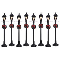 Lemax Gas Lantern Street Lamp Set of 8 Battery Operated Christmas Accessories (64500)