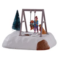 Lemax Christmas Village - Puppy Gets A Swing Ride Battery Operated Table Piece (14836)