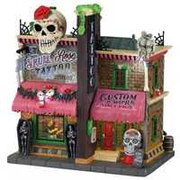 Lemax Spooky Town The Skull And Rose Tattoo Studio Halloween Decoration LED Building (4.5V) (15751)