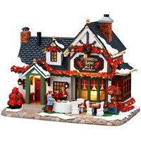 Lemax Poinsettia Lane Bed & Breakfast Battery Operated Christmas Building (65525)