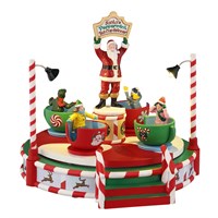 Lemax Santa's Peppermint Teacup Spinner Battery Operated Christmas Carnival Ride (54446)