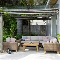 Lifestyle Garden Bahamas Outdoor Garden Furniture Corner Coffee Dining Set With Armchair