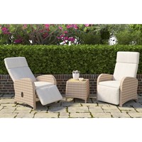 Lifestyle Garden Bermuda Beige Recliner Outdoor Garden Furniture Coffee Set