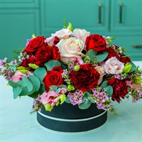 Love and Romance Hat Box Floral Arrangement