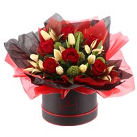 Luxury Tulip Valentine's Day Hat Box Arrangement - Small