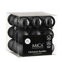Mica Black Unbreakable Christmas Baubles (27 Pack of 6cm) (1181975)