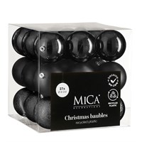 Mica Black Unbreakable Christmas Baubles (27 Pack of 8cm) (1181988)