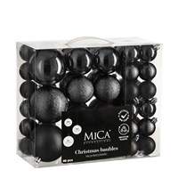 Mica Black Unbreakable Christmas Baubles (46 Pack of 4cm to 8cm) (1182001)