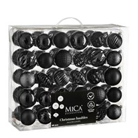 Mica Black Unbreakable Mixed Christmas Bauble (60 Pack of 7cm) (1182027)