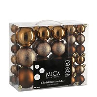 Mica Brown Unbreakable Christmas Baubles (46 Pack of 4cm to 8cm) (1182000)