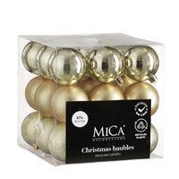 Mica Champagne Unbreakable Christmas Baubles (27 Pack of 6cm) (1181968)