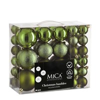 Mica Dark Green Unbreakable Christmas Baubles (46 Pack of 4cm to 8cm) (1181995)