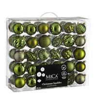 Mica Dark Green Unbreakable Mixed Christmas Bauble (60 Pack of 7cm) (1182021)