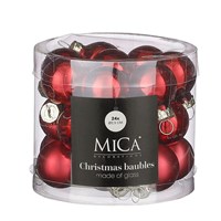 Mica Dark Red Glass Christmas Baubles (24 Pack of 2.5cm) (1180960)
