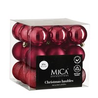Mica Dark Red Unbreakable Christmas Baubles (27 Pack of 6cm) (1181970)