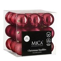 Mica Dark Red Unbreakable Christmas Baubles (27 Pack of 8cm) (1181983)