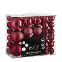 Mica Dark Red Unbreakable Christmas Baubles (46 Pack of 4cm to 8cm) (1181996)