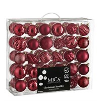 Mica Dark Red Unbreakable Mixed Christmas Bauble (60 Pack of 7cm) (1182022)