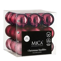 Mica Fuchsia Unbreakable Christmas Baubles (27 Pack of 8cm) (1181985)