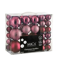 Mica Fuchsia Unbreakable Christmas Baubles (46 Pack of 4cm to 8cm) (1181998)