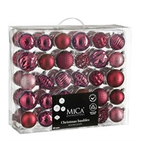 Mica Fuchsia Unbreakable Mixed Christmas Bauble (60 Pack of 7cm) (1182024)