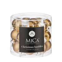 Mica Gold Glass Christmas Baubles (24 Pack of 2.5cm) (1180857)
