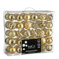 Mica Gold Unbreakable Mixed Christmas Bauble (60 Pack of 7cm) (1182018)