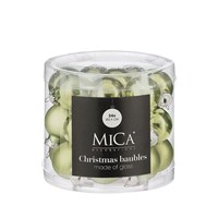 Mica Light Green Glass Christmas Baubles (24 Pack of 2.5cm) (1181113)