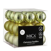 Mica Light Green Unbreakable Christmas Baubles (27 Pack of 8cm) (1181989)
