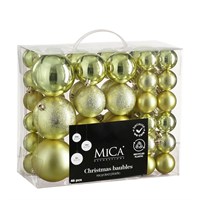 Mica Light Green Unbreakable Christmas Baubles (46 Pack of 4cm to 8cm) (1182002)