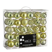 Mica Light Green Unbreakable Mixed Christmas Bauble (60 Pack of 7cm) (1182028)