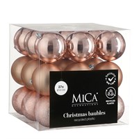 Mica Pink Unbreakable Christmas Baubles (27 Pack of 8cm) (1181984)