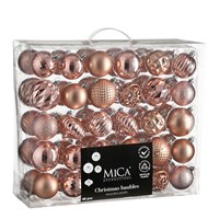 Mica Pink Unbreakable Mixed Christmas Bauble (60 Pack of 7cm) (1182023)