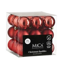 Mica Red Unbreakable Christmas Baubles (27 Pack of 6cm) (1181965)