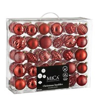 Mica Red Unbreakable Mixed Christmas Bauble (60 Pack of 7cm) (1182017)