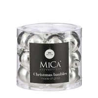Mica Silver Glass Christmas Baubles (24 Pack of 2.5cm) (1180813)