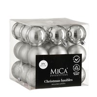 Mica Silver Unbreakable Christmas Baubles (27 Pack of 6cm) (1181967)