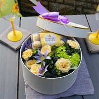 Mother's Day Ferrero Rocher Hatbox Floral Arrangement