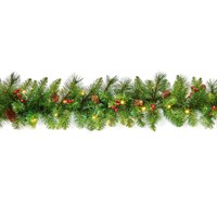 National Tree 2.7m (9ft) Berry & Cone Artificial Christmas Pre Lit Garland (ED2-303-9B-B)